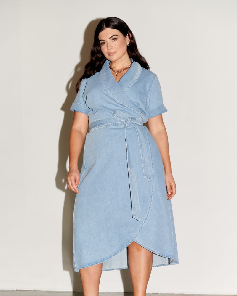 Denim wrap dress plus top size